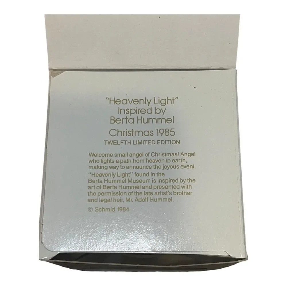 Schmid Berta Hummel Heavenly Light 1985 Christmas Glass Ornament W Box